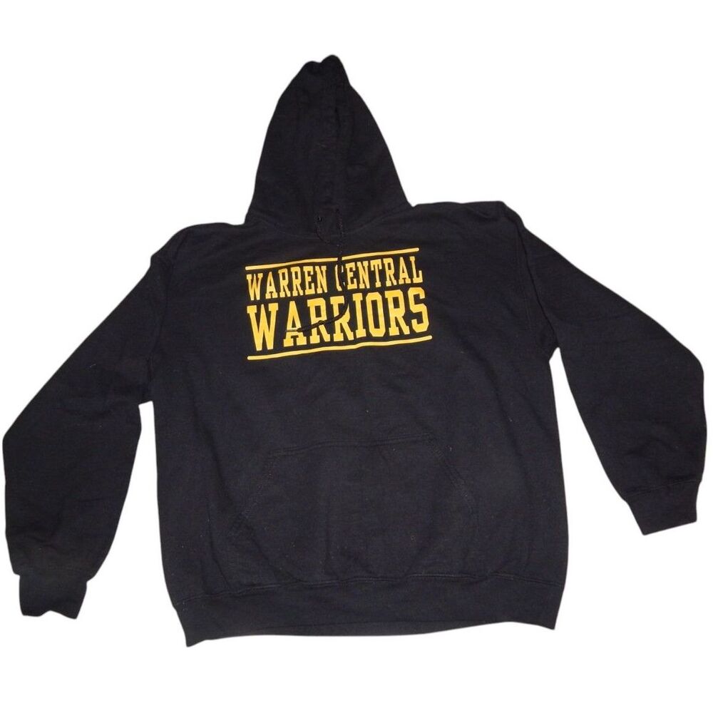 GILDAN Heavy Blend boys large WARREN CENTRAL HS WARRIORS black hoodie sweatshirt